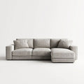 Prawostronna sofa narożna w kształcie L z tapicerką poliestrową, jasnoszara, 280 × 165 × 85 cm