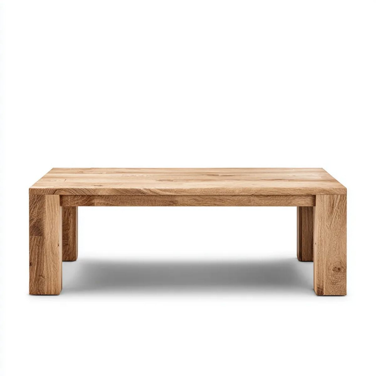 Prostokątny stolik kawowy z litego drewna dębowego, naturalny dąb, 110 × 60 × 45 cm