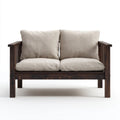 Dwuosobowa sofa beżowa z litego drewna sosnowego 128 × 75 × 78 cm