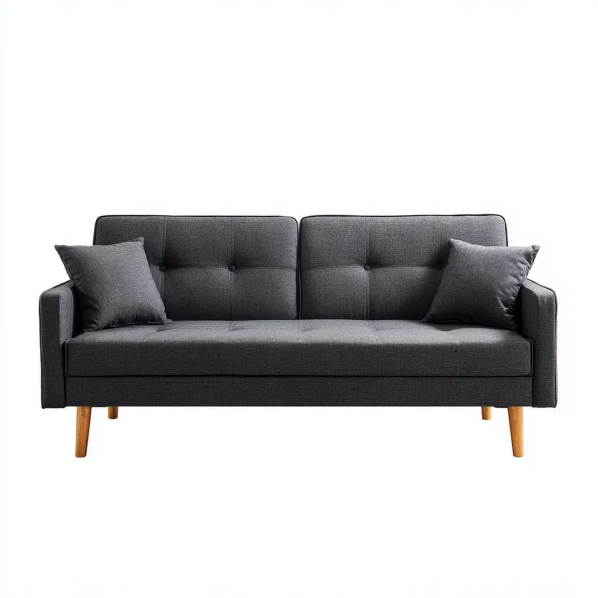 Dwuosobowa sofa z tapicerką poliestrową, grafitowa/brązowa, 158 x 78 x 84 cm