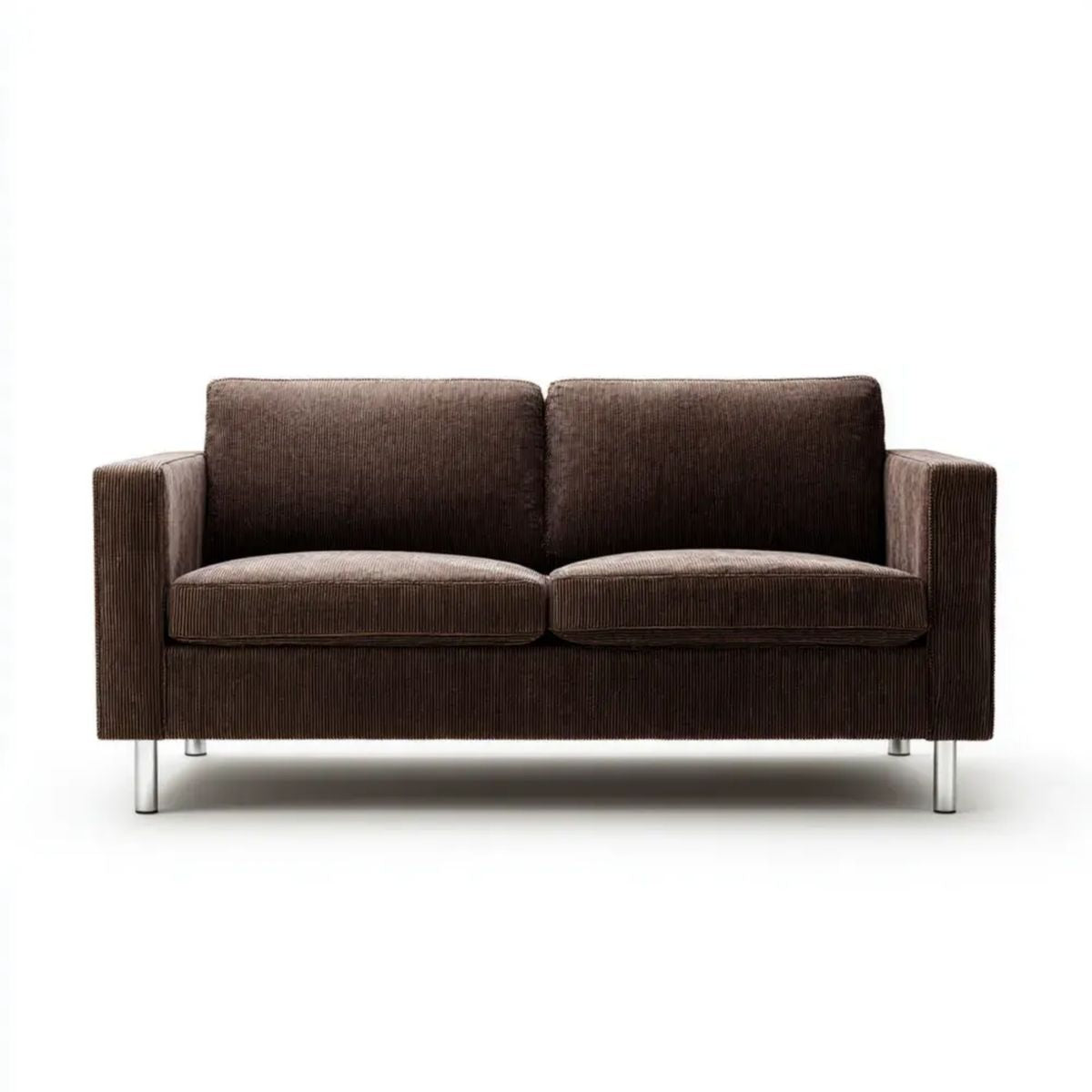 Dwuosobowa sofa brązowa z poliestru sztruksowego 160 × 85 × 82 cm