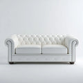 Biała dwuosobowa sofa Chesterfield z tapicerką PU 170 x 90 x 75 cm