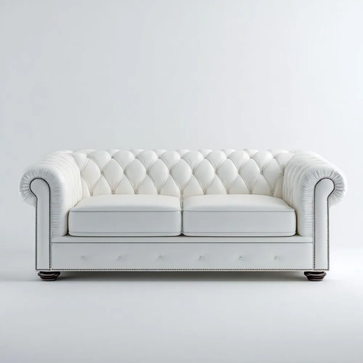 Biała dwuosobowa sofa Chesterfield z tapicerką PU 170 x 90 x 75 cm