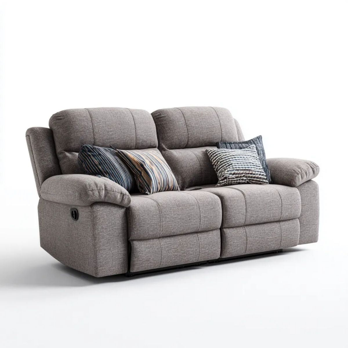 Szara dwuosobowa sofa z funkcją relaksu z poliestru 170 x 95 x 102 cm