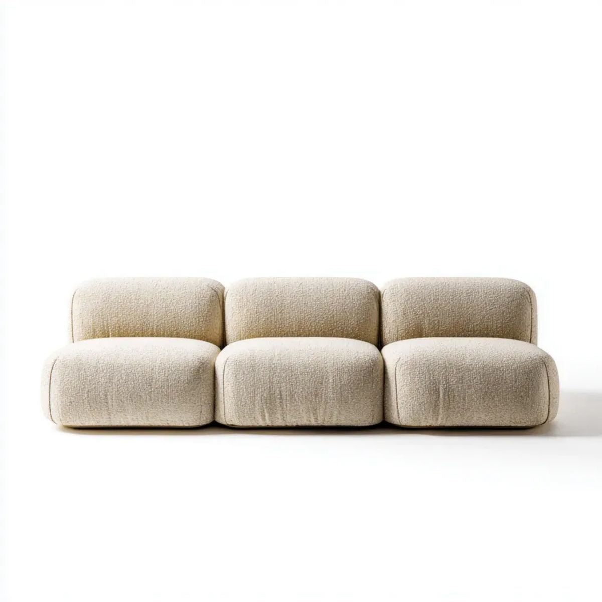 Kremowa modułowa sofa 3-osobowa z tkaniny bouclé poliestrowej, 270 × 95 × 70 cm