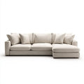 Beżowa sofa narożna poliestrowa z prawostronnym szezlongiem 280 × 165 × 85 cm
