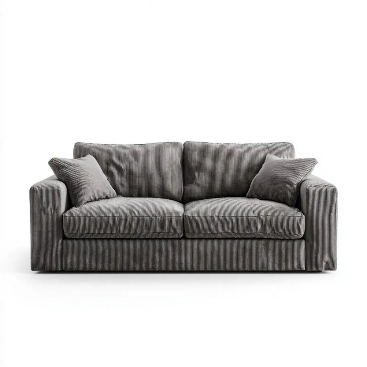 Szara sofa dwuosobowa z poliestru sztruksowego 180 × 90 × 85 cm