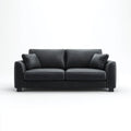 Czarna sofa dwuosobowa z tapicerką PU i 2 poduszkami, 180 x 85 x 85 cm