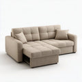 Beżowa trzyosobowa sofa rozkładana z tapicerką poliestrową, 230 x 95 x 88 cm, z funkcją spania