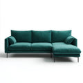Ciemnozielona sofa narożna z prawostronnym szezlongiem i tapicerką poliestrową, 250 x 160 x 85 cm