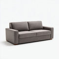 Dwuosobowa sofa tapicerowana szara z brązowymi nóżkami, 160 x 90 x 85 cm