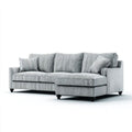 Szara sofa narożna z szezlongiem po prawej stronie, tapicerowana tkaniną, 250 × 160 × 88 cm