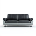 Dwuosobowa sofa z tapicerką z PU, czarno-szara, 170 x 88 x 86 cm
