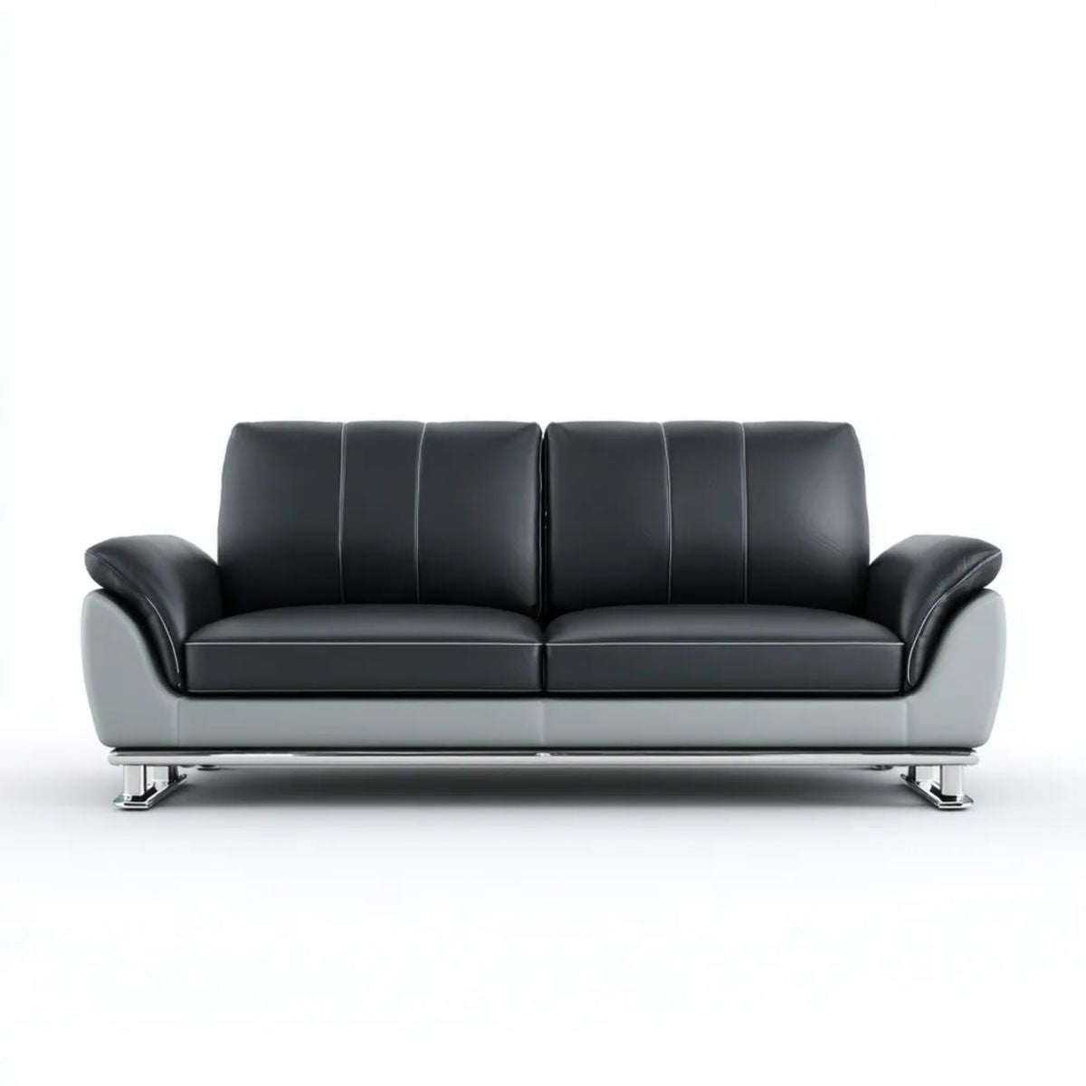 Dwuosobowa sofa z tapicerką z PU, czarno-szara, 170 x 88 x 86 cm