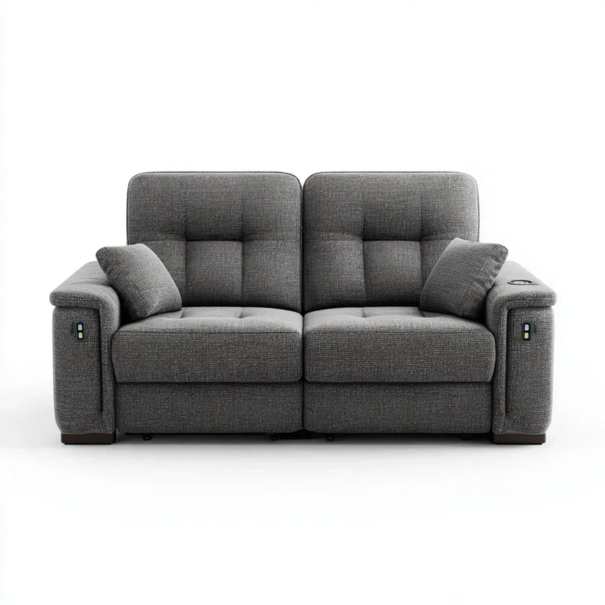 Dwuosobowa sofa z elektryczną funkcją relaks, szara, z tapicerką poliestrową, 170 x 95 x 102 cm