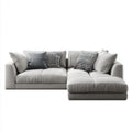 Jasnoszara sofa narożna z prawostronnym szezlongiem, tapicerka poliestrowa, 290 × 170 × 85 cm