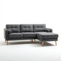 Prawostronna sofa narożna z tkaniny szara, 230 × 150 × 85 cm, kształt L
