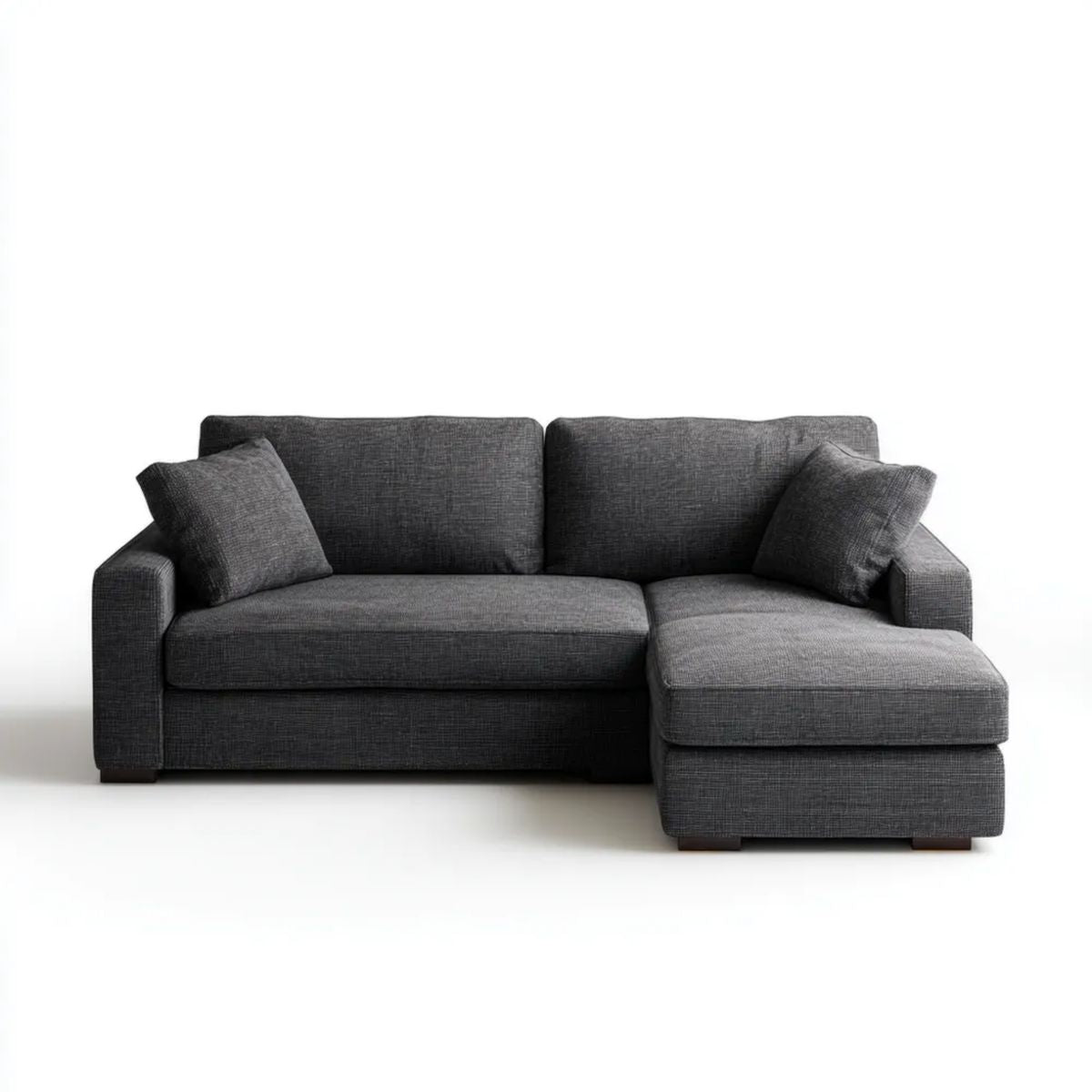 Prawostronna sofa narożna w kształcie L z tkaniny, grafitowa, 230 × 150 × 85 cm