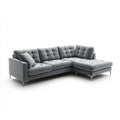 Grafitowa sofa narożna z prawym szezlongiem, tapicerka poliestrowa, 280 × 170 × 85 cm