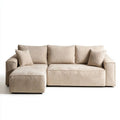 Beżowa sofa narożna 3-osobowa z lewostronnym szezlongiem z poliestru 250 x 160 x 85 cm