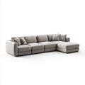 Prawostronna sofa narożna modułowa z szezlongiem, tkaninowa, szara, 300 x 170 x 85 cm
