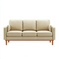 Trzyosobowa sofa z tapicerką PU, kremowo-brązowa, 200 × 85 × 85 cm