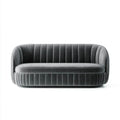 Szara dwuosobowa sofa aksamitna o owalnej formie, 180 x 85 x 75 cm