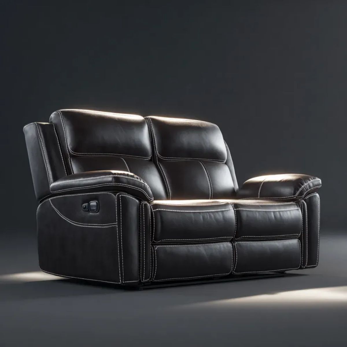 2-osobowa sofa relaksacyjna elektrycznie rozkładana z ekoskóry, czarna, 170 x 95 x 102 cm