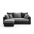 Sofa narożna w kształcie L z lewym szezlongiem, szaro-czarna, tapicerka poliestrowa i PU, 230 x 145 x 88 cm