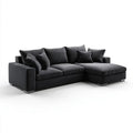 Czarna sofa narożna z poliestru w kształcie L, prawostronna, 270 x 170 x 85 cm