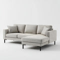 Prawostronna sofa narożna z szezlongiem jasnoszara, tapicerka poliestrowa, 270 x 165 x 85 cm