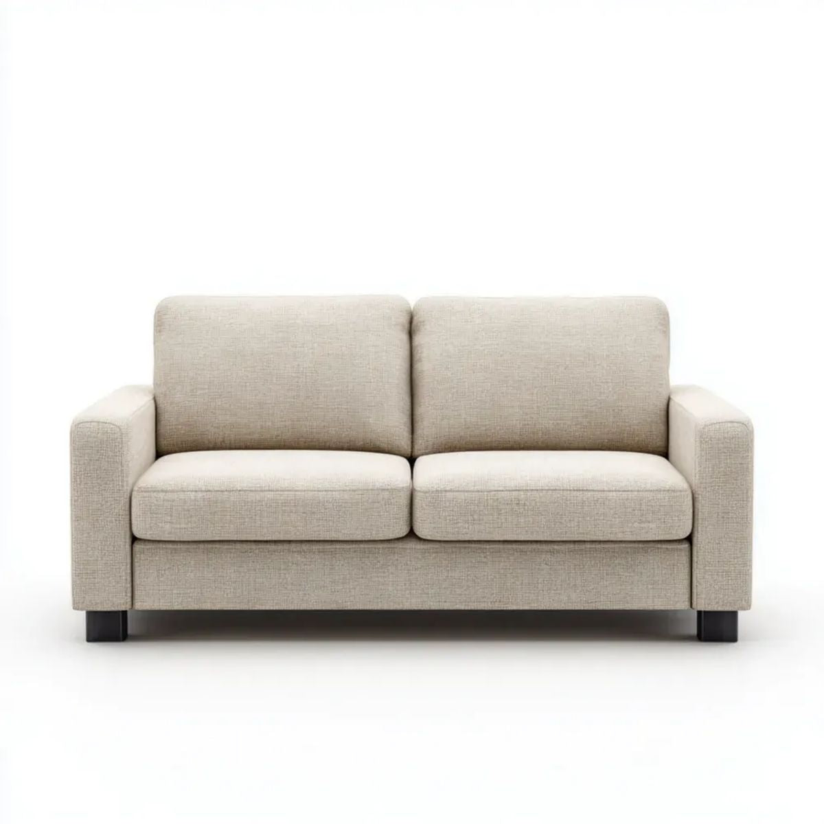 Beżowa sofa dwuosobowa z tapicerką poliestrową 150 x 85 x 85 cm