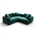 5-osobowa sofa narożna ciemnozielona z aksamitu poliestrowego w kształcie L, 280 x 220 x 85 cm