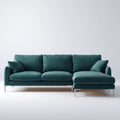Prawostronna sofa narożna z szezlongiem, ciemnozielona, aksamit poliestrowy, 280 × 160 × 85 cm