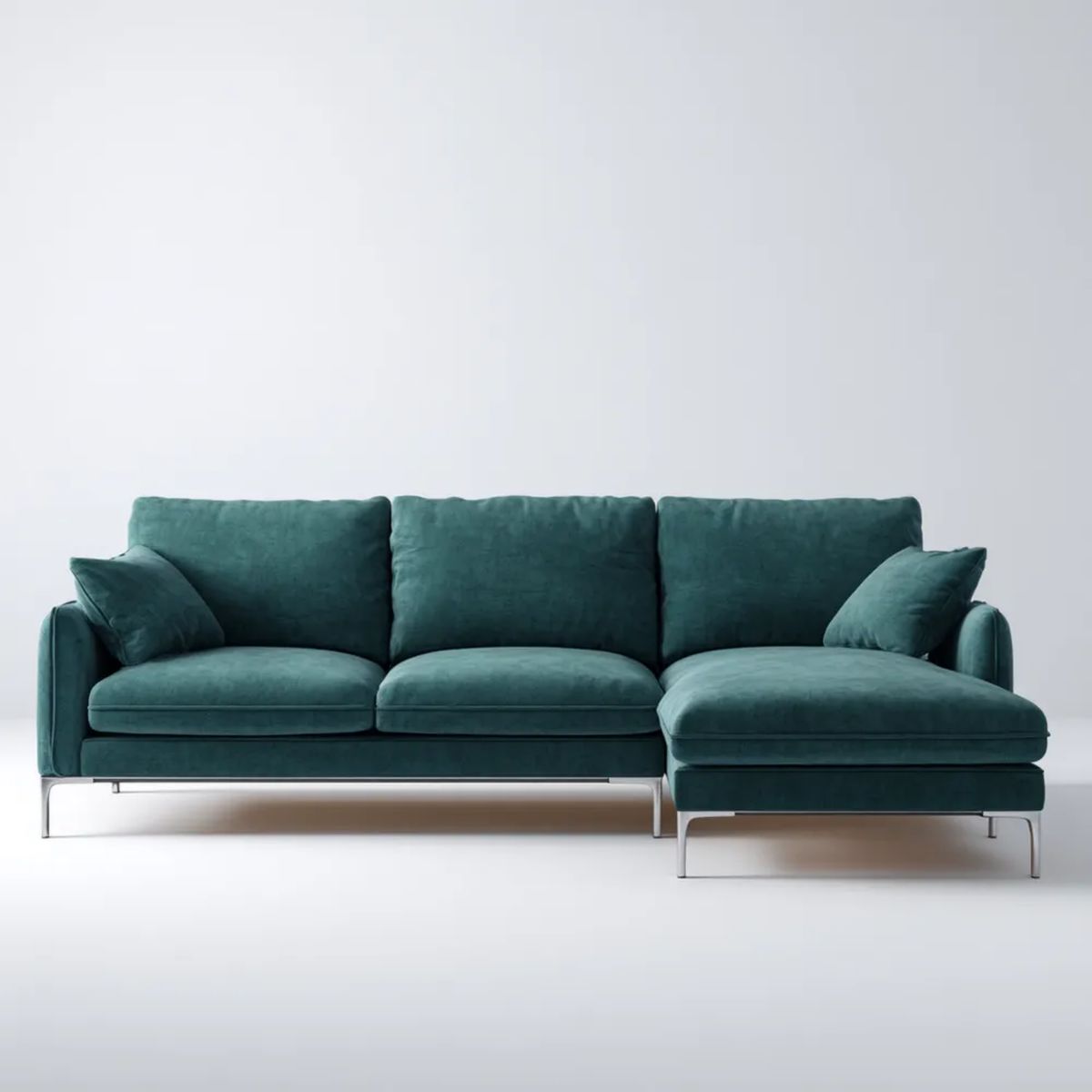 Prawostronna sofa narożna z szezlongiem, ciemnozielona, aksamit poliestrowy, 280 × 160 × 85 cm