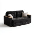 Dwuosobowa sofa grafitowa z tapicerką poliestrową, drewnianymi nakładkami i 2 szufladami, 160 x 90 x 90 cm