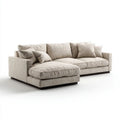 Lewostronna sofa narożna 3-osobowa beżowa z tapicerką poliestrową 290 x 170 x 85 cm