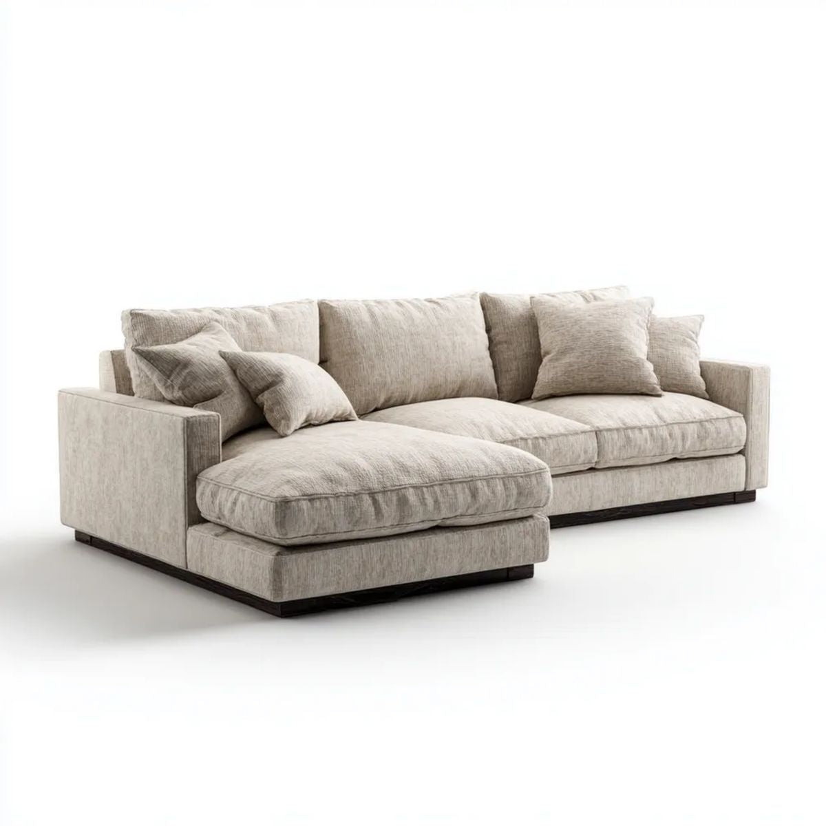 Lewostronna sofa narożna 3-osobowa beżowa z tapicerką poliestrową 290 x 170 x 85 cm