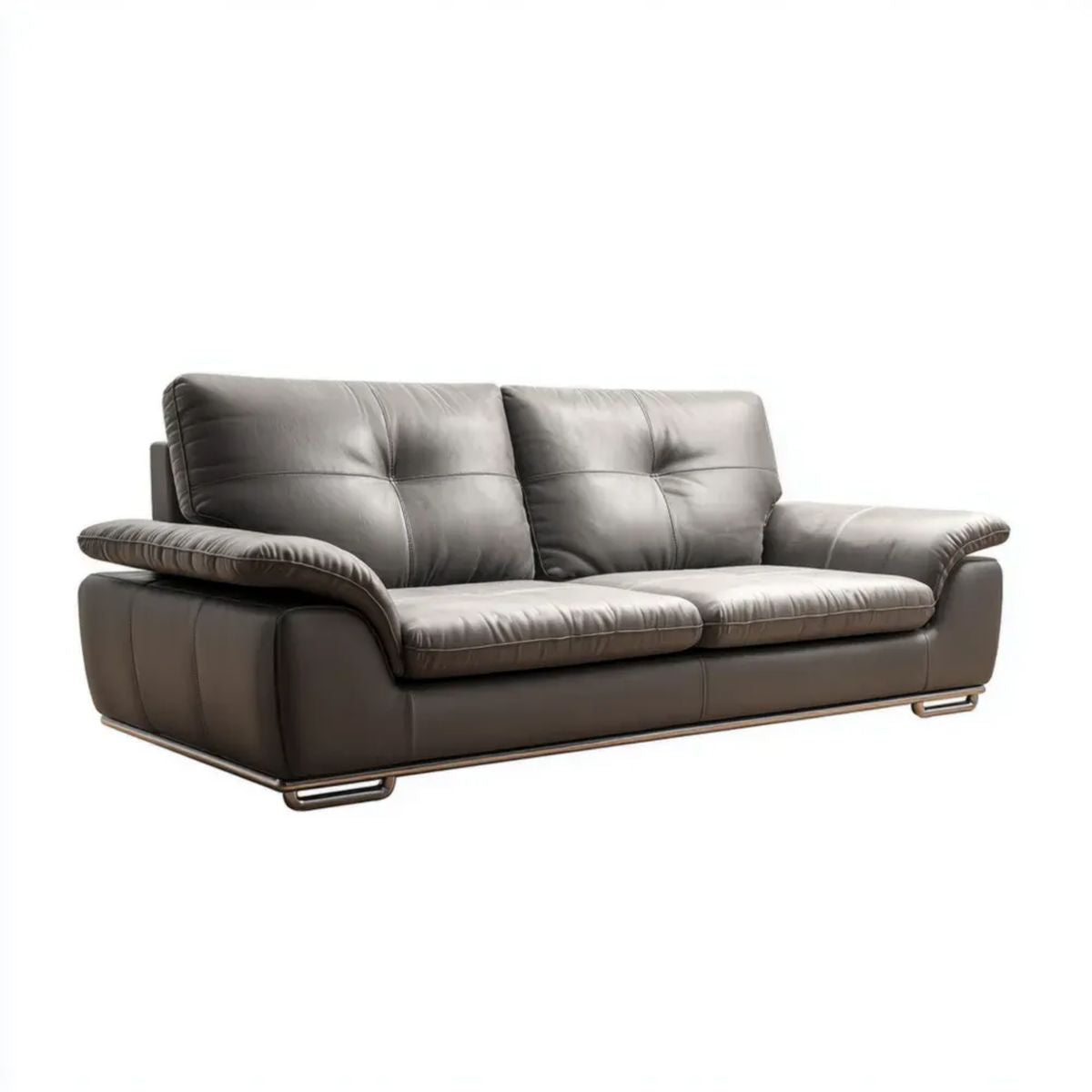 Trzyosobowa sofa z ekoskóry szara 220 x 95 x 90 cm