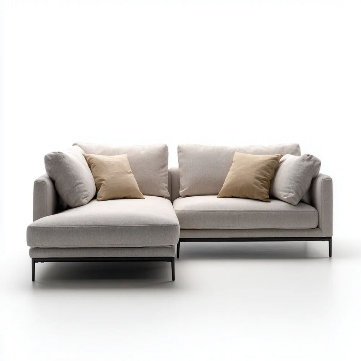 Sofa narożna lewostronna jasnoszara z tapicerką poliestrową 260 × 160 × 85 cm